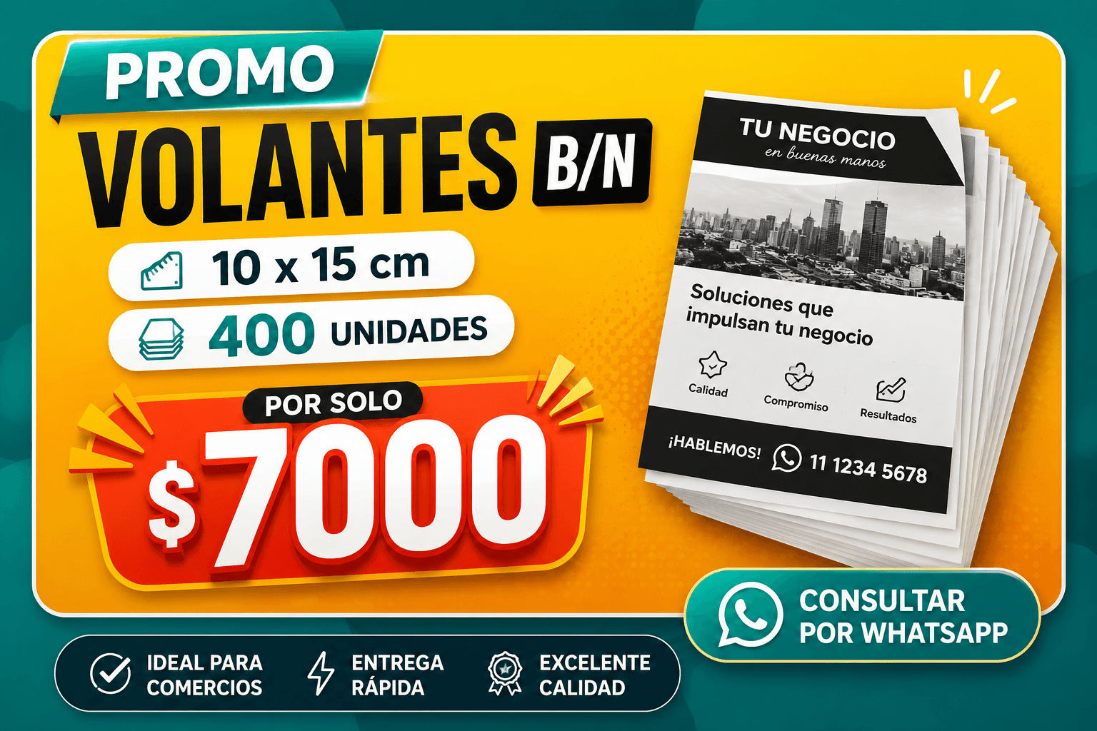 Promo volantes blanco y negro 10 x 15
