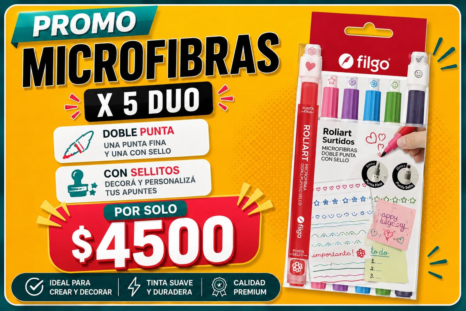 Promoción UNIX de marcadores por seis unidades a 500 pesos
